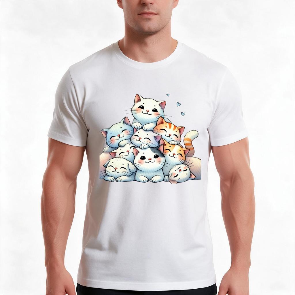Unisexy Kittens Tshirt Summer Casual Cotton Tee Oversized Streetwear Tops Vintage Graphic Print Loose Fit Short Sleeve