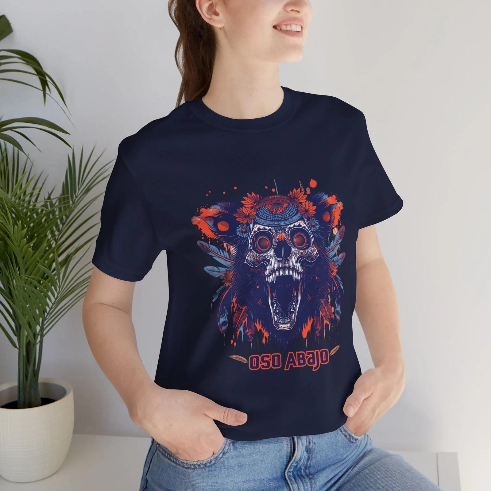 Día de los Muertos Bear Skull Graphic Tee – Chicago Fan Tribal Art T-Shirt L