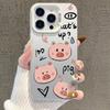 Silver Little Pig Cartoon Phone Case for iPhone 17, Fits iPhone 14 Pro/16 Pro/13 and Apple 15 Pro Max.