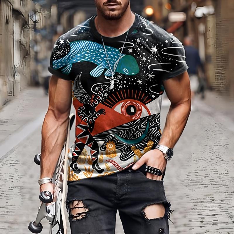Summer fashion men's printed T-shirt round