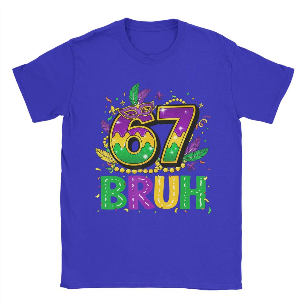 Bruh Six Seven Meme Mardi Gras Cotton TShirt For Unisex Summer YK Basic TShirts Crew Neck Hipster Tee Shirt Plus Size