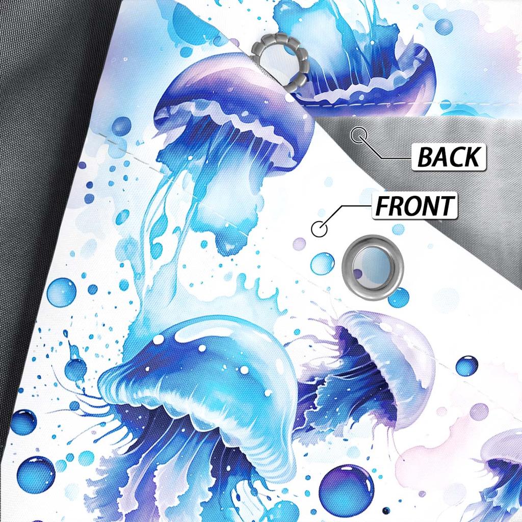 1PC Watercolor jellyfish pattern printed shower curtain, waterproof, with 12 hooks, bathroom showers, bathtub, home use