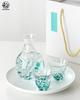 OULOVECO Sake Set, Crystal Glass Sake Bottle (1) + Sake Cups (2), Colorful Design, Keeps Sake Cold, Japanese Sake Glass Set, Gift Item (Blue)