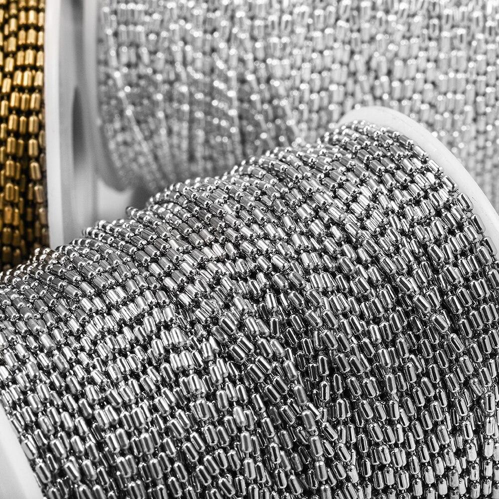 2 m/lote 1.5mm ouro cilíndrico contas de bambu bola salsicha correntes para diy colares pulseira jóias fazendo suprimentos acessórios