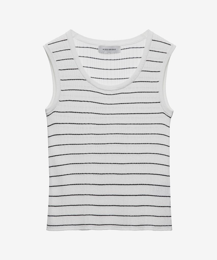 Mind Bridge Women [W] Striped Ivory Knit Sleeveless