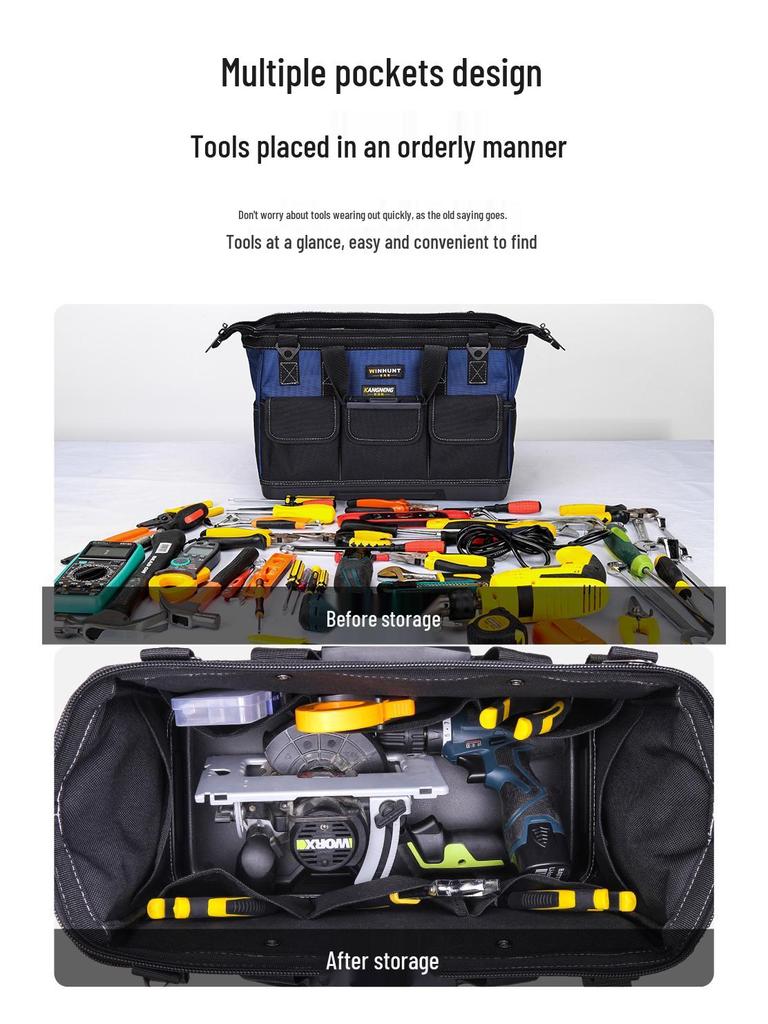 Portable Multifunctional Tool Bag: Durable, Wear-Resistant Canvas for Hardware Repairs and Electricians