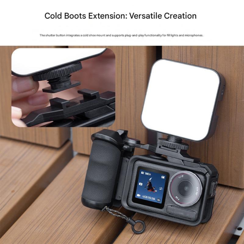 Poignée Portable pour Caméra d'Action avec Filetage 1/4 et Poignée Confortable en Silicone avec Bouton Déclencheur Support Étendu Pour Vidéo Blogging