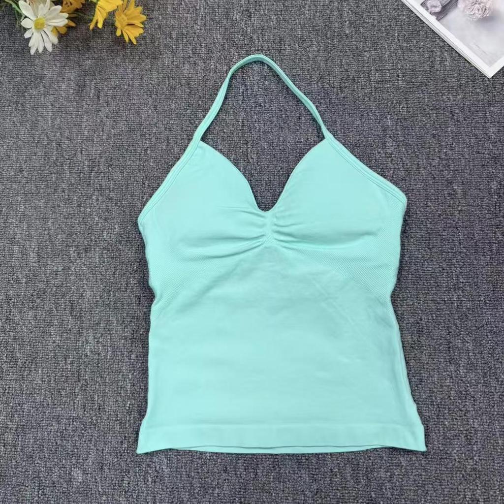 Reggiseno Sportivo dfyne Senza Cuciture con Scollo all'americana e Coppe Integrate – Canotta Yoga ad Alta Elasticità per Donna