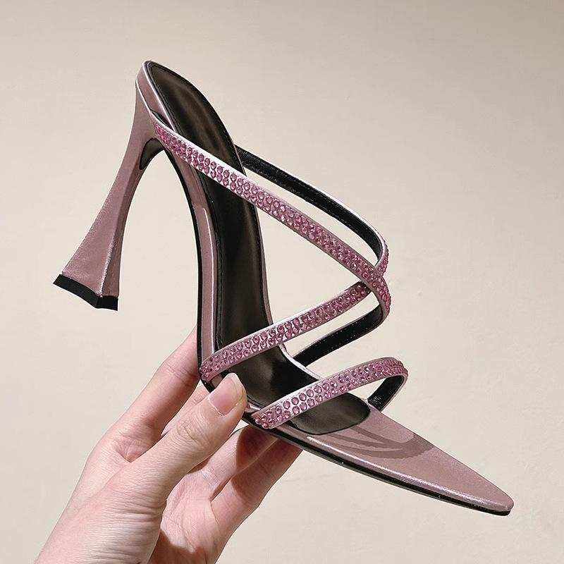 

Французские остроносые босоножки на тонком каблуке с открытым носком, сексуальные для ночного клуба 40