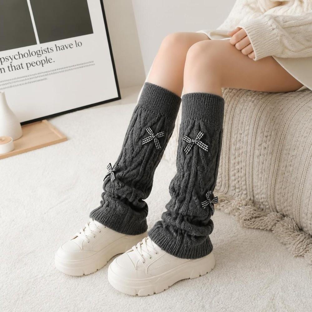 Knitted Style Bow Tie Leg Warmers Pile Stockings Stacked Socks Cute Guards Socks Ballet Style