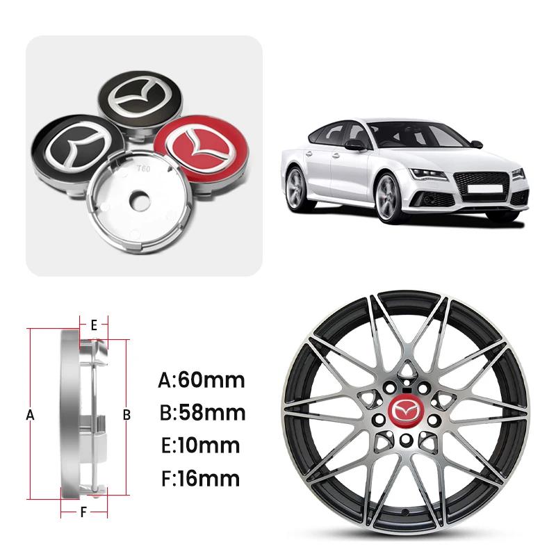 56MM/60MM Car Wheel Center Hub Stickers Auto Rim Badge Cover For Mazda 3 Bk 6 Gh CX-5 CX30 MX-5 2 5 CX-3 GJ GL CX-8 MS RX-8 626 FF29