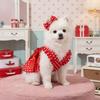 Bow Headband Cat Dog Princess Dress Polka Dots Printing Pet Dress Cute Pet Skirts  Spring Summer