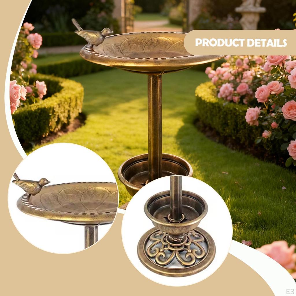 Outdoor Garden Bird Bath Antique Birdbaths Solar Powered for Courtyard Lawn