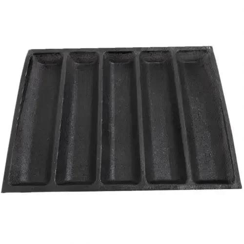 

5-Cavity Reusable Silicone Mold Baguette Shape Non-stick French Bread Baking Pan Tool chocolate cake mold baking Accessories чорний