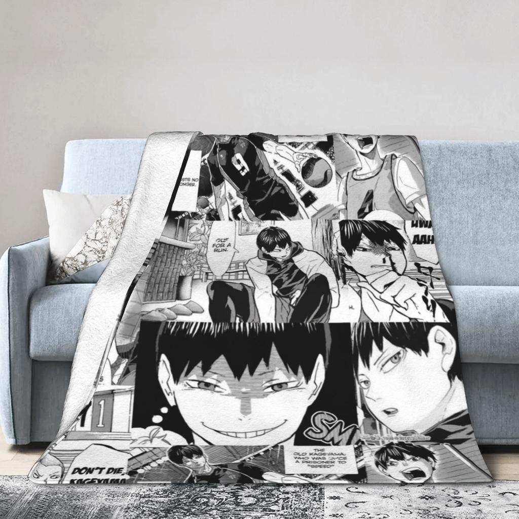 Kageyama Haikyuu Blankets Fleece Japanese Anime Warm Throw Blankets for Airplane Travel Bedroom Quilt