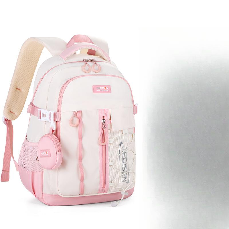 

Female Burden Reduction and Spine Protection Middle School Schoolbag for Boys and High School Girls, Large Capacity, Ultra-light for Boys розовый
