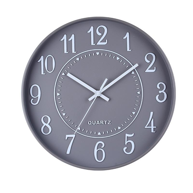 

Three-dimensional Simple Clock 3D Font 12-inch Electronic Silent Wall Clock on Time Scanning Font Clear Quartz Clock brown-gray
