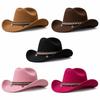 Wide Curved Brim Suede Cowboy Hat Suede Fabric Wide Brim Cowboy Hat New Cowgirl Hat  Women and Men