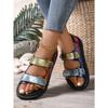 Bright Colored Upper Sandals with Comfortable Interior Velcro with Eagle Shaped Edges Thick Sole Large Size Flat Beach Sandals