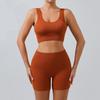 Completo da Allenamento Costine Senza Cuciture per Donna Due Pezzi Top Corto Sportivo e Pantaloncini a Vita Alta Abbigliamento Sportivo Outfit Yoga