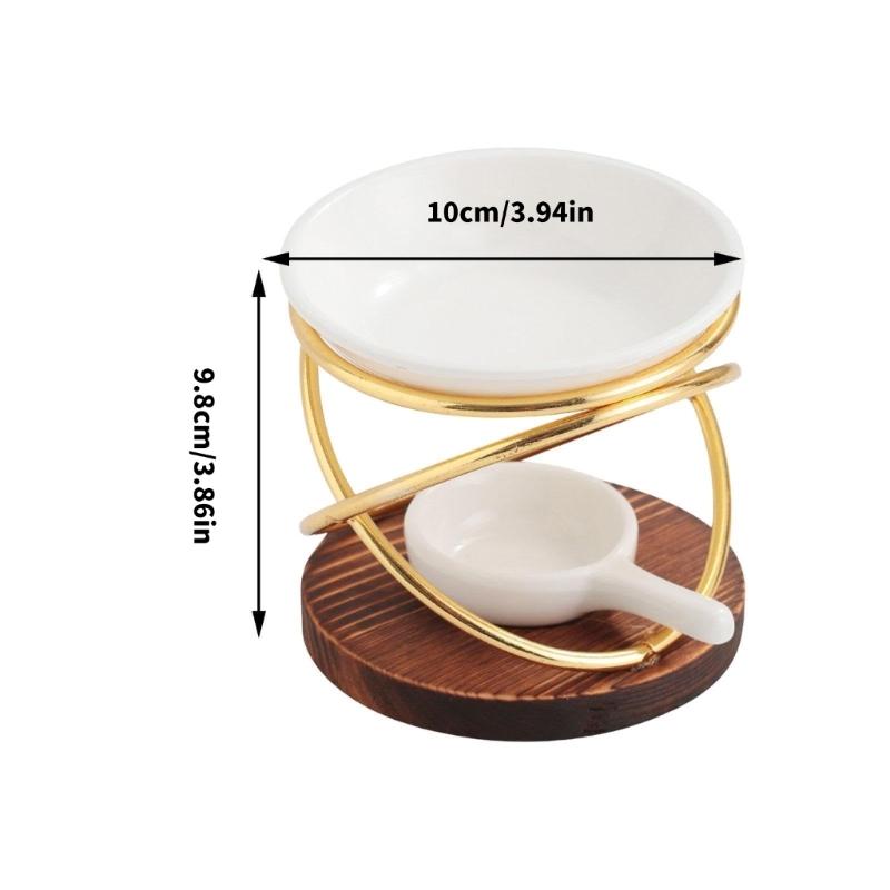 Wax Melt Warmer With Wood Base Candle Holder Large Capacity Essential Oil Burners For Aromatherapies And Relaxation