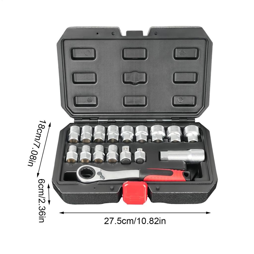 Ratchet and Socket Set Mechanics Tool Set Compact Kit for Vehicle Maintenance Electrical Panel Work Motor Assembly Plumbing