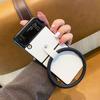 Luxury Pu Leather Phone Case For Samsung Galaxy Z Flip 4 3 Back Cover With Portable Bangle