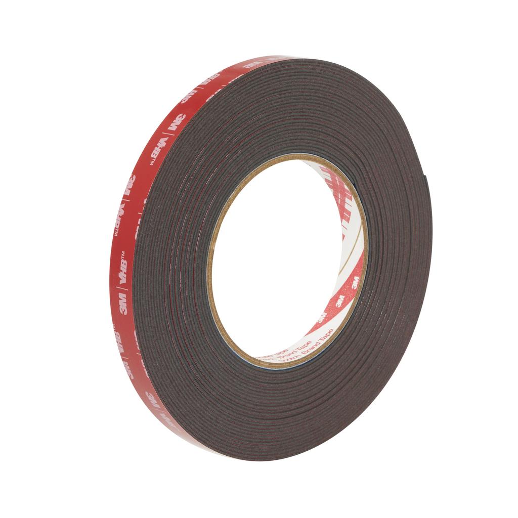 3M VHB Rauhe Oberfläche 12 mm Breit x 10 m mm Einzeln Verpacktes Klebeband, 5952, Schwarz, Lang, 1,14 Dick,