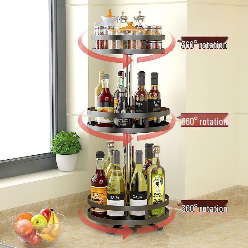 360° Rotating Kitchen Countertop Rack for Seasonings, Oils, and Condiments