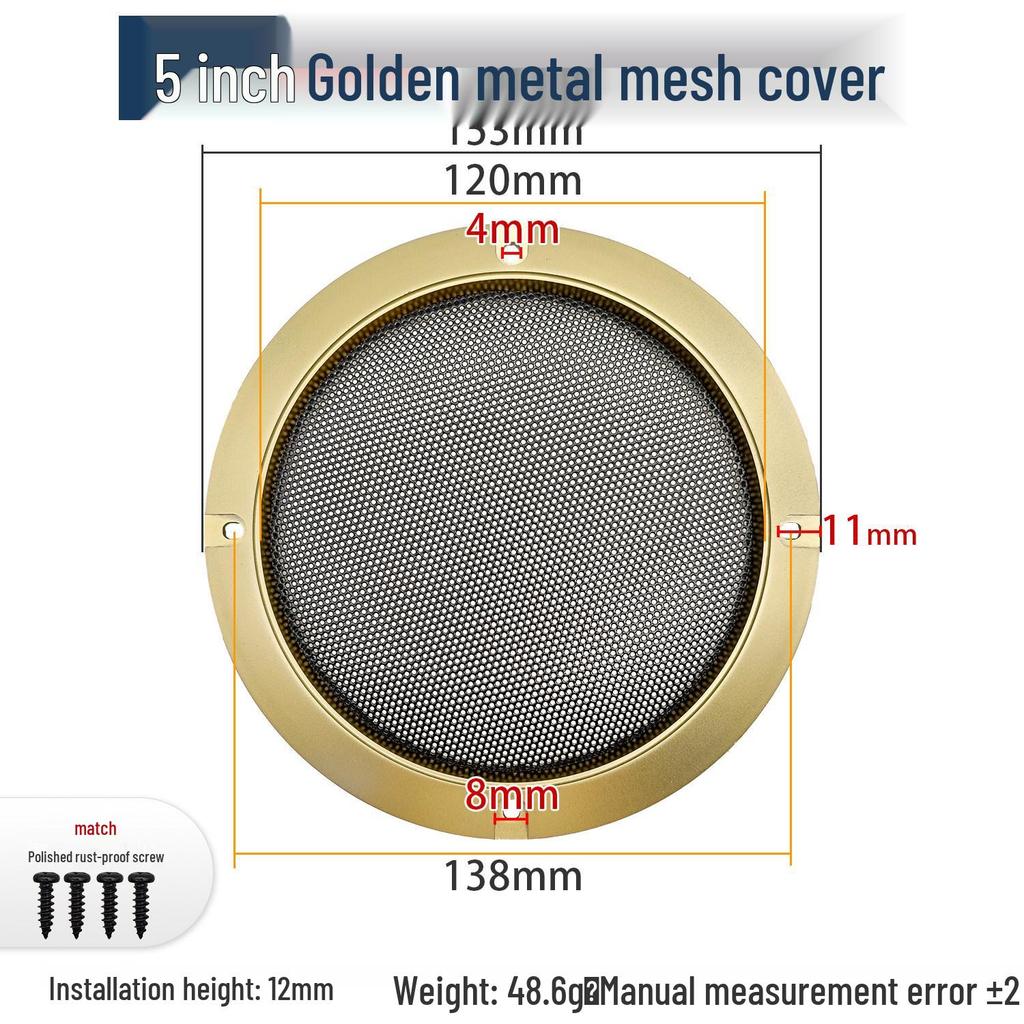 Metal Mesh Speaker Grille Dustproof Covers: 2-inch, 3-inch, 4-inch, 5-inch, 6.5-inch, 8-inch, 10-inch for Car Speakers.