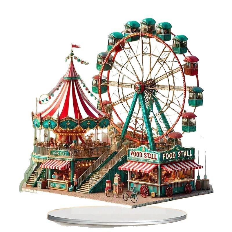 Ornamenti Ruota Panoramica e Giostra in Acrilico - Fatti a Mano per San Valentino, Festa della Mamma, Pasqua