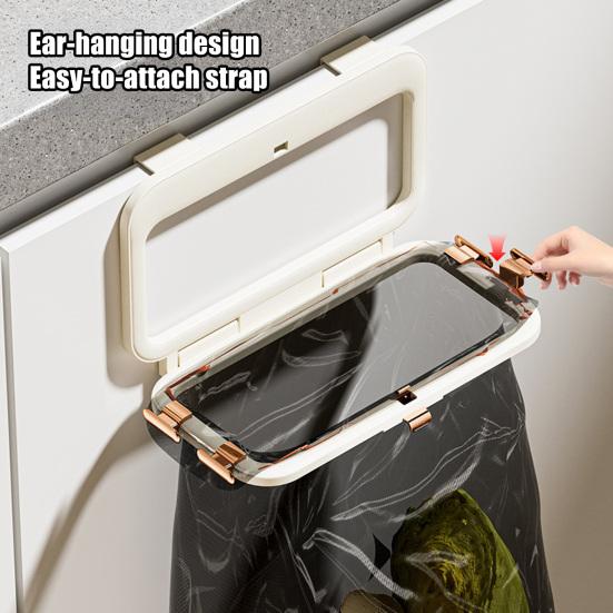Garbage Bag Hanger Foldable Kitchen Trash Bag Holder Over Cabinet Door No-Drill Wall Mounted Large Capacity Waste Bag Rack