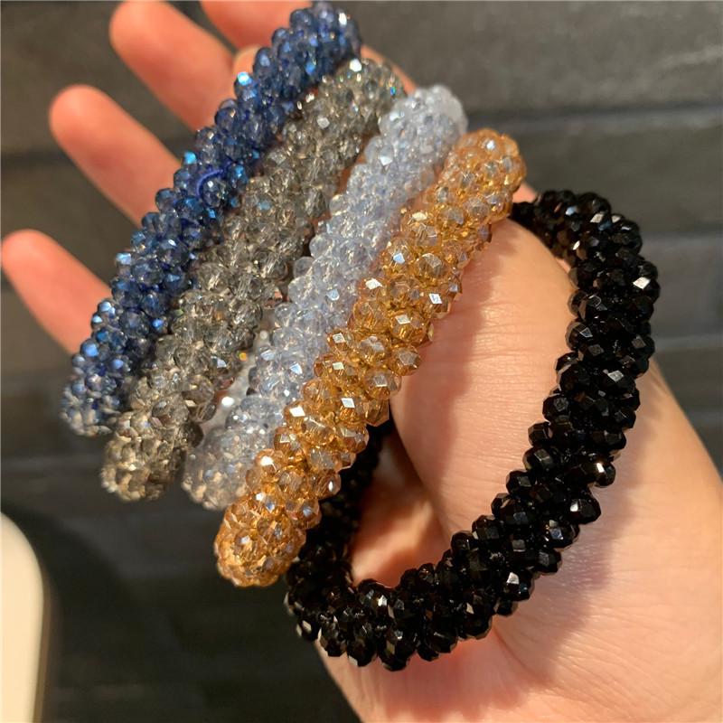 Korean Dongdaemun Crystal Beaded Hair Tie & Bracelet Duo