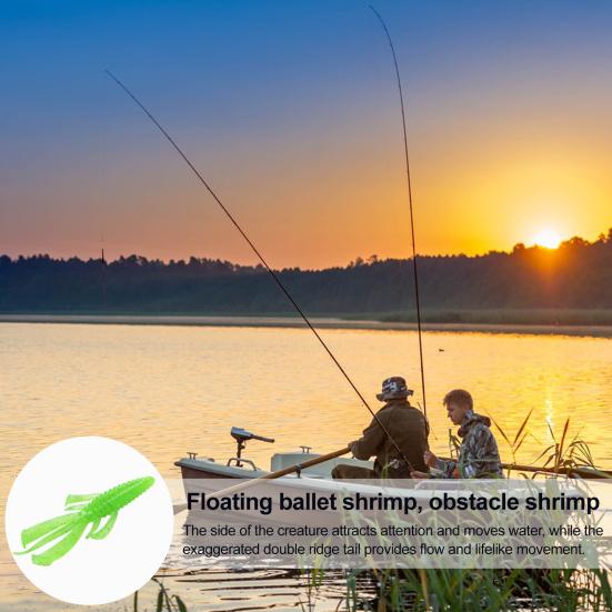 Shrimp Lure Fishing Bait with Twin Ridge Tails Realistic Looking Bright Color Portable Soft Bait Artificial Shrimp Lure