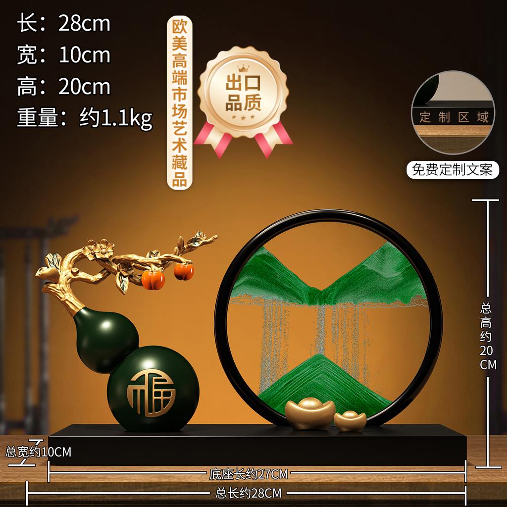 Hand Painted Calabash Ornament,Creative Lucky Gourd Decor for Office Desk Blessing,Chinese Feng Shui Art Craft for Shelf Display
