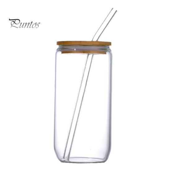 

Стеклянный стакан с бамбуковой крышкой, щеткой из соломы, 470 мл, стеклянные стаканы в форме банки для холодного кофе, газировки, чая, пива и холодного кофе, многоразовая стеклянная посуда