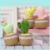 Planta Cacto Fofa em Vaso com Decoração de Renda Brinquedo de Pelúcia Suculenta Pingente Para Decoração de Quarto Infantil e Presentes