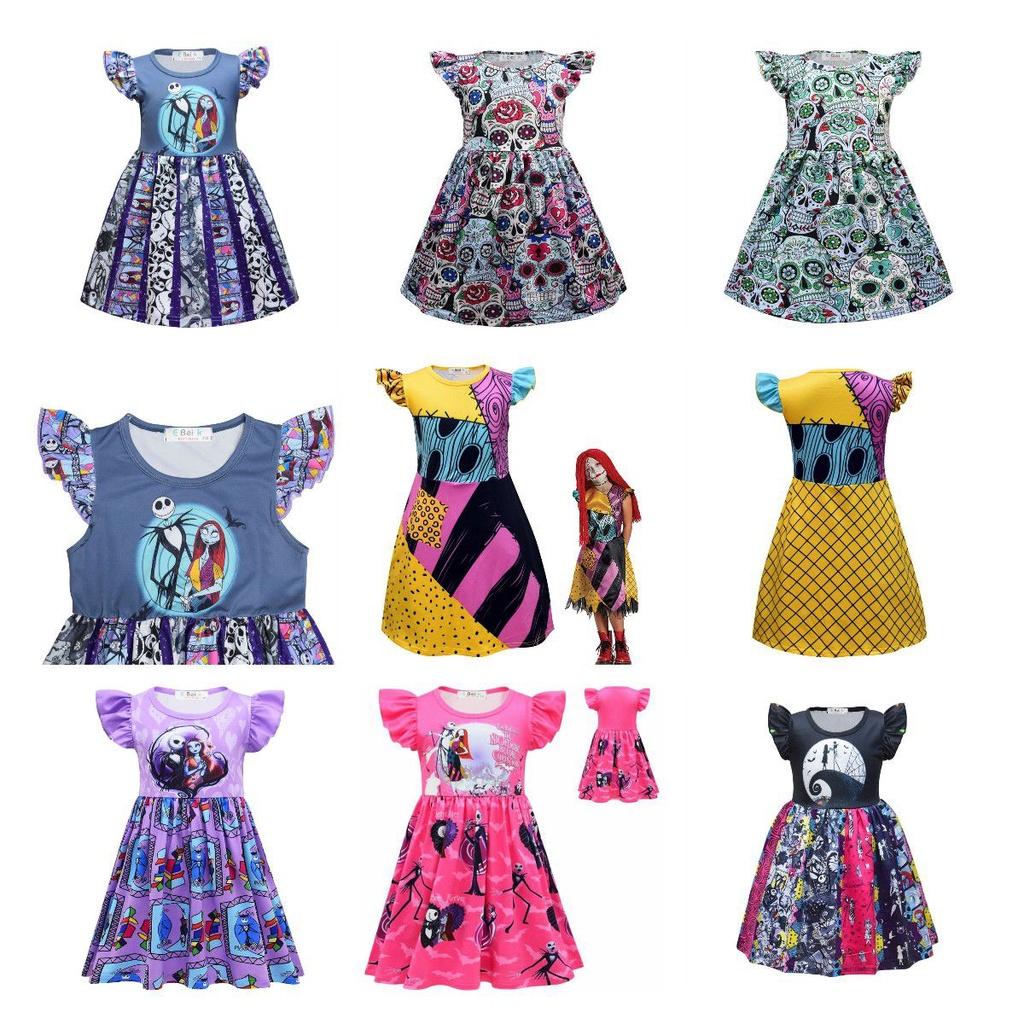 Girls Princess The Nightmare Before Christmas Dress Halloween Cosplay Skirt