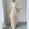 New European and American, Fashionable Loose Bat Sleeves Pleated Irregular Temperament Elegant Dress Women