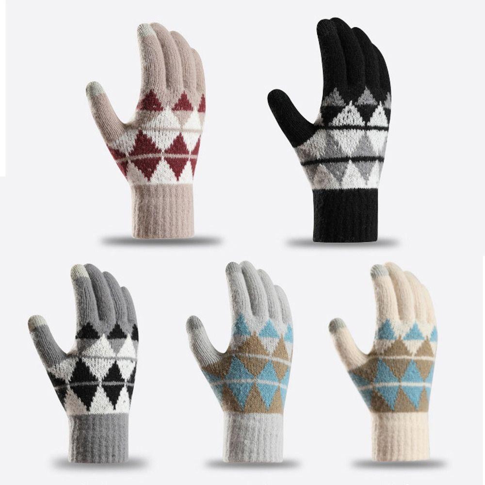 Thickened Winter Gloves Touchscreen Finger Separated Warm Gloves Cute Knitted Gloves  Autumn Winter