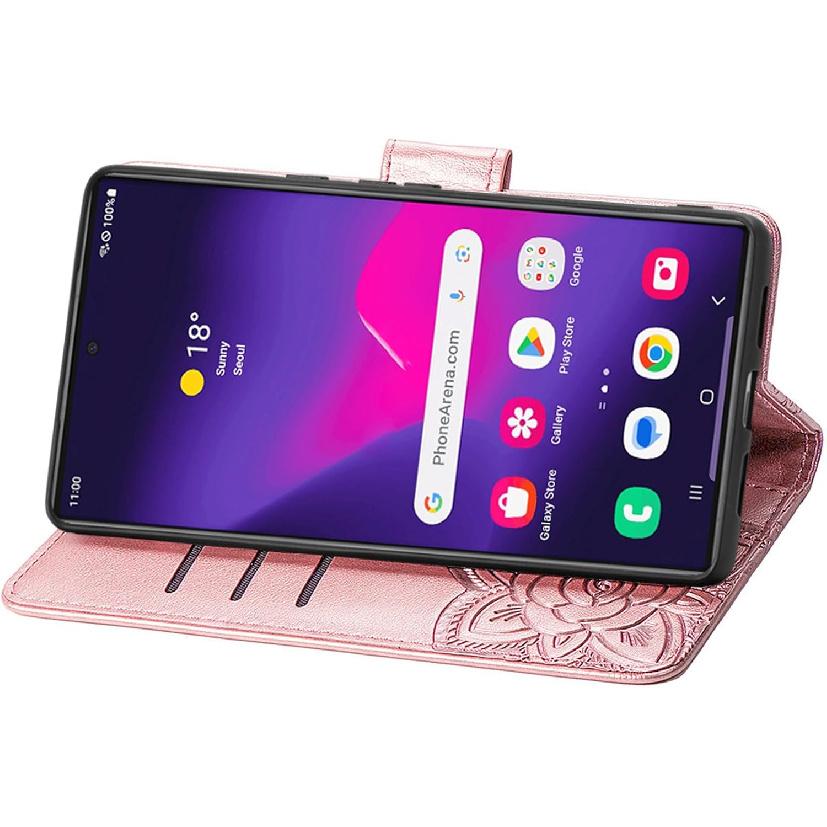 Für Galaxy S24 FE Handyhülle Brieftasche, Damen Flip Folio PU Leder Schutzhülle Handschlaufe Kartenfächer Halter Ständerhülle für Samsung Galaxy S24 FE