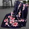 Exquisite Sunscreen Decorative Silk Scarf Women Elegant Peach Blossom Pattern Square Shawl Costume Accessories