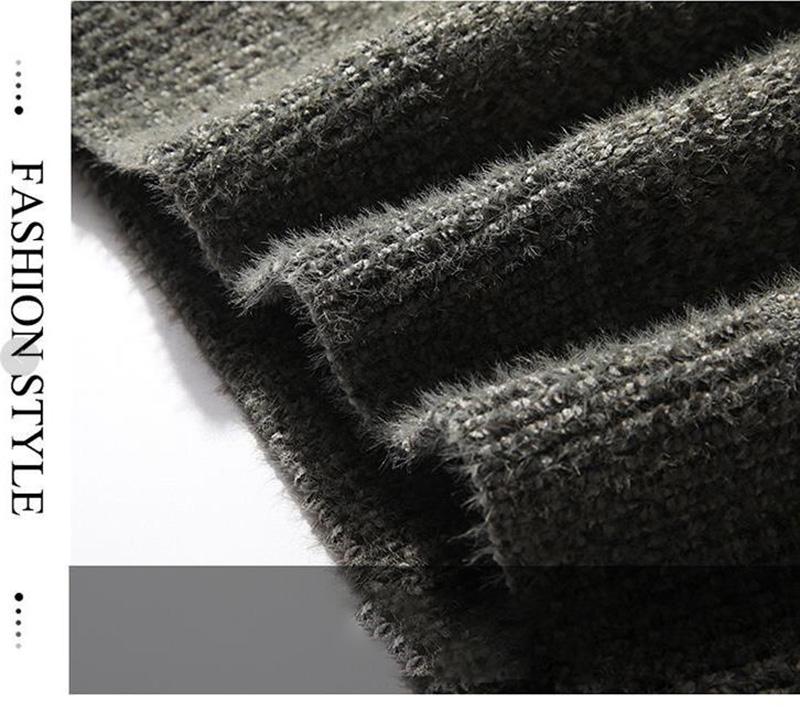 Podzimní a zimní rolákový svetr Plus sametové silné spodní tričko Čistá barva Trendy značkový svetr Volný kardigan Pánský pulovr