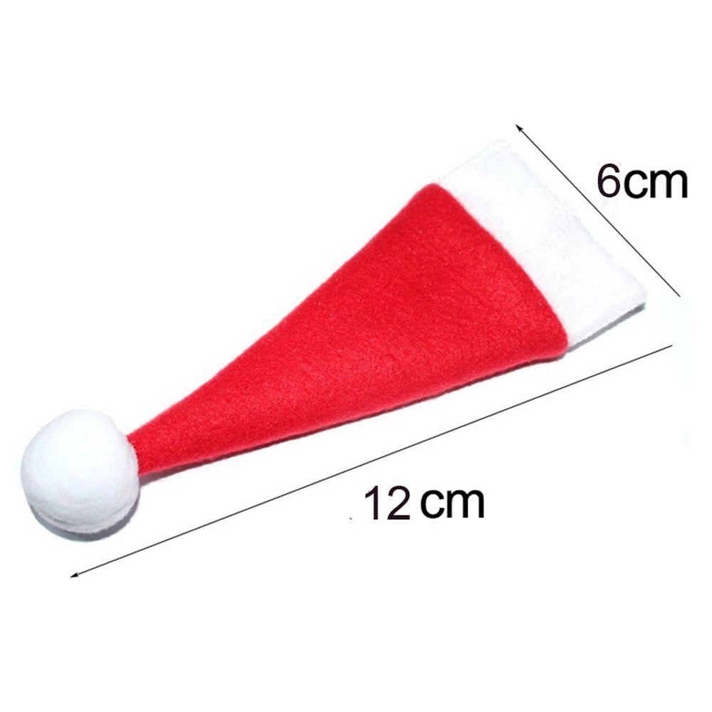 10PCS/Set Tableware Holder Red Santa Hat Spoon Fork Bags Christmas Hat Cutlery Bag Silverware