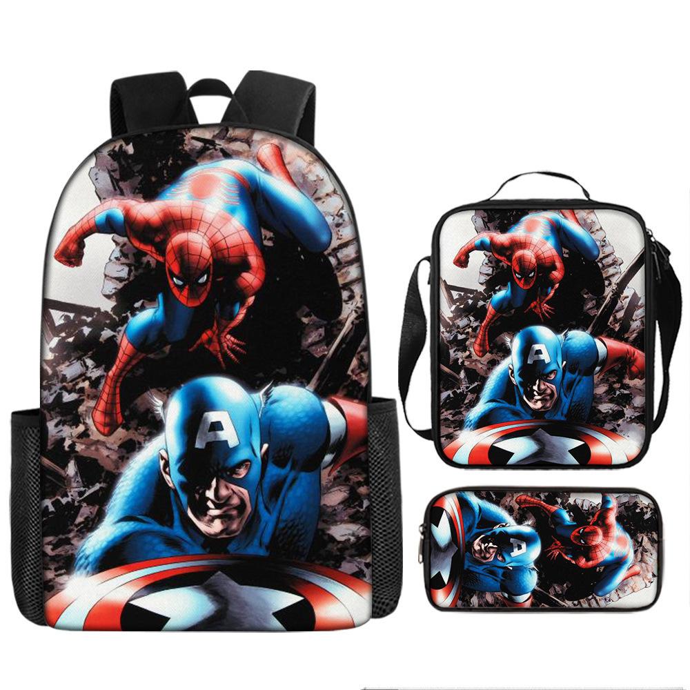 Spider-Man Cartoon Backpack Parallel World Student Cartoon Backpack Children'S School Bag Pencil Case