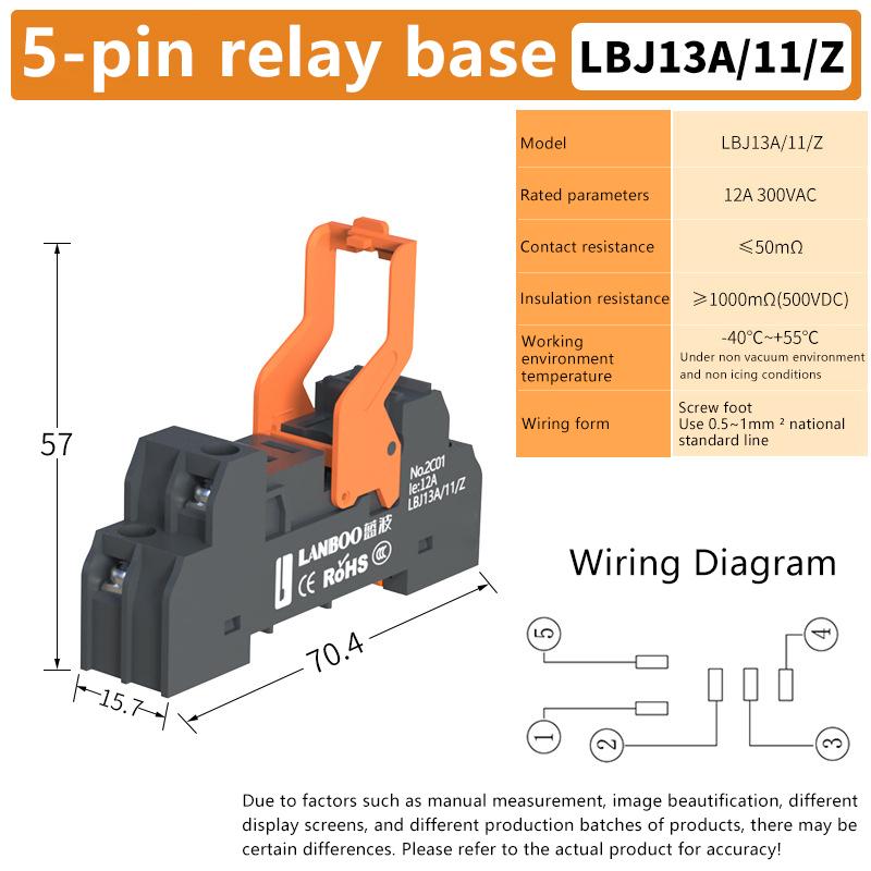 

Universal DIN Rail Relay Base, 5/8 Pin Narrow Type for AC/DC Voltage, Easy Installation & Wiring for Control Panels 5pin