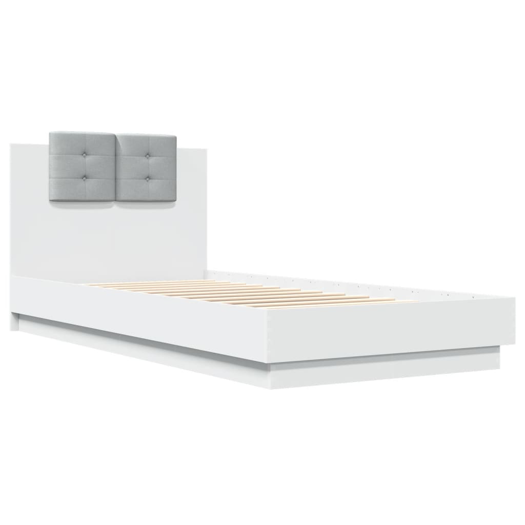 Vidaxl Rama Łóżka Z Wezgłowiem I Led, Biała, 90X200 Cm
