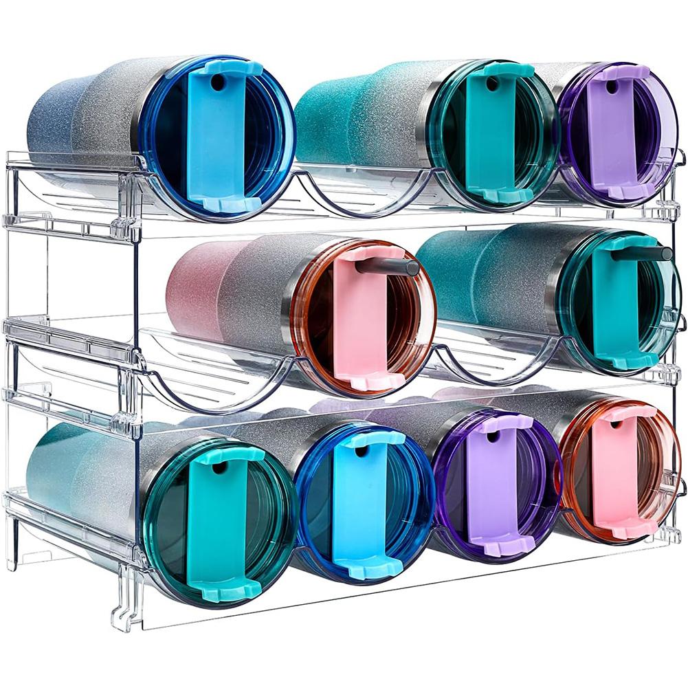 Wasserflaschen-Organizer für Schrank, Stapelbares Wasserflaschen-Aufbewahrungsregal, 2- und 3-stöckiger Wasserflaschenhalter für Küchenvorratsschrank