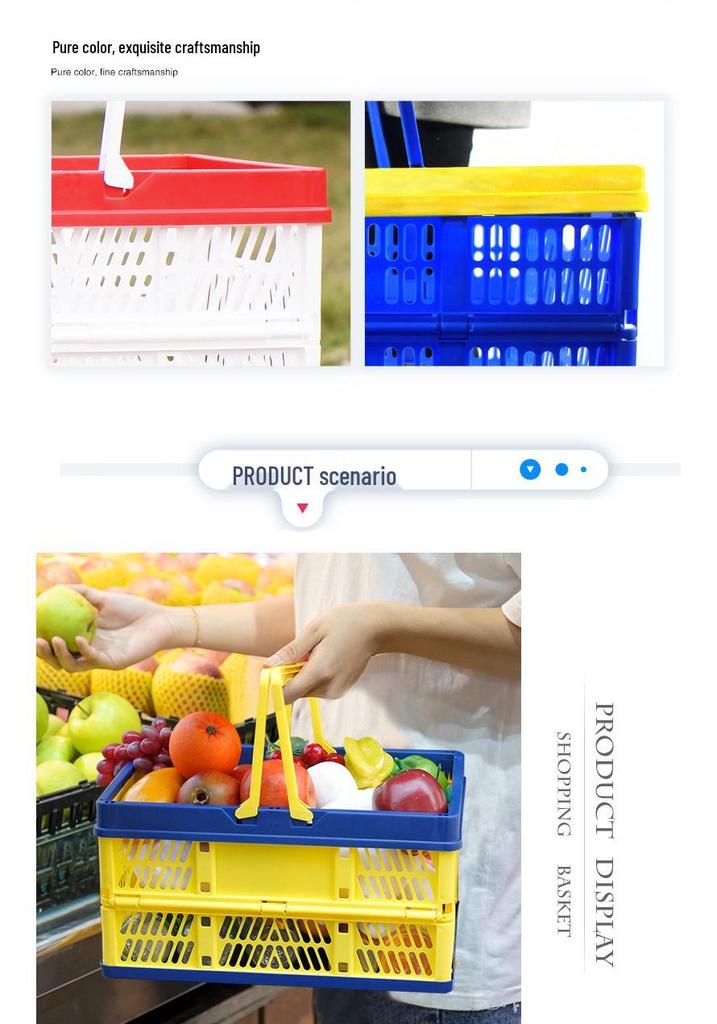 Foldable Plastic Shopping Basket for Vegetables - Thick, Large Capacity for Storage and Picnics