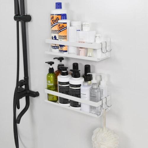Bathroom Rack, Magnetic Bathroom Rack, Drainer, Bathroom Storage, with Hooks, for Bathroom Walls